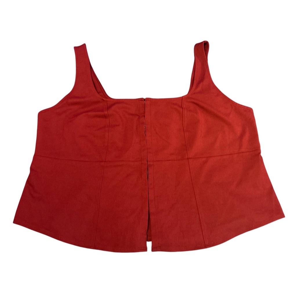 NEW Ava & Viv Plus Size Womens Burgundy Peplum Tank Top Hook & Eye Front 2X